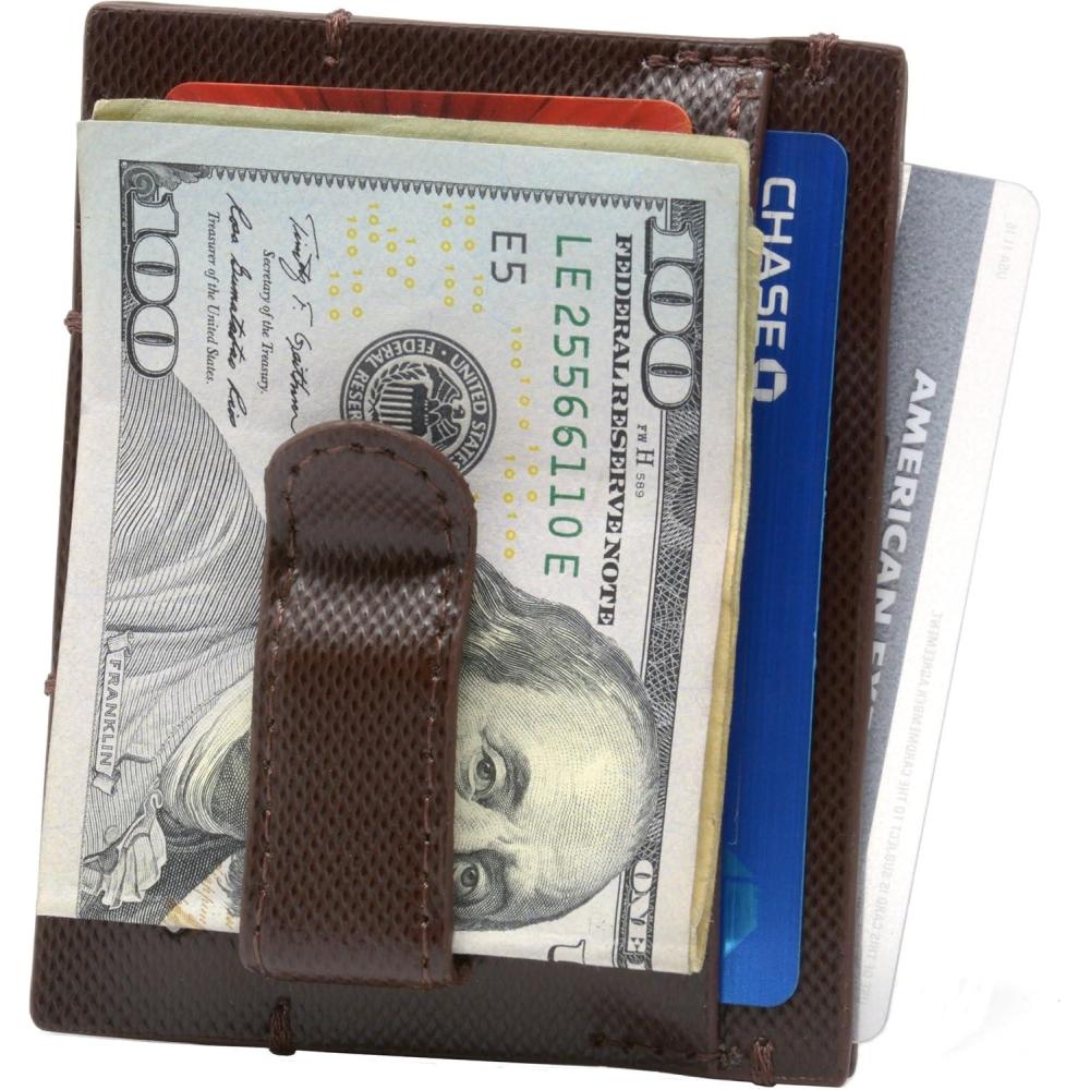 image:imageAlpine Swiss Double Diamond Mens RFID Money Clip Front Pocket Wallet BlackCordoba Brown