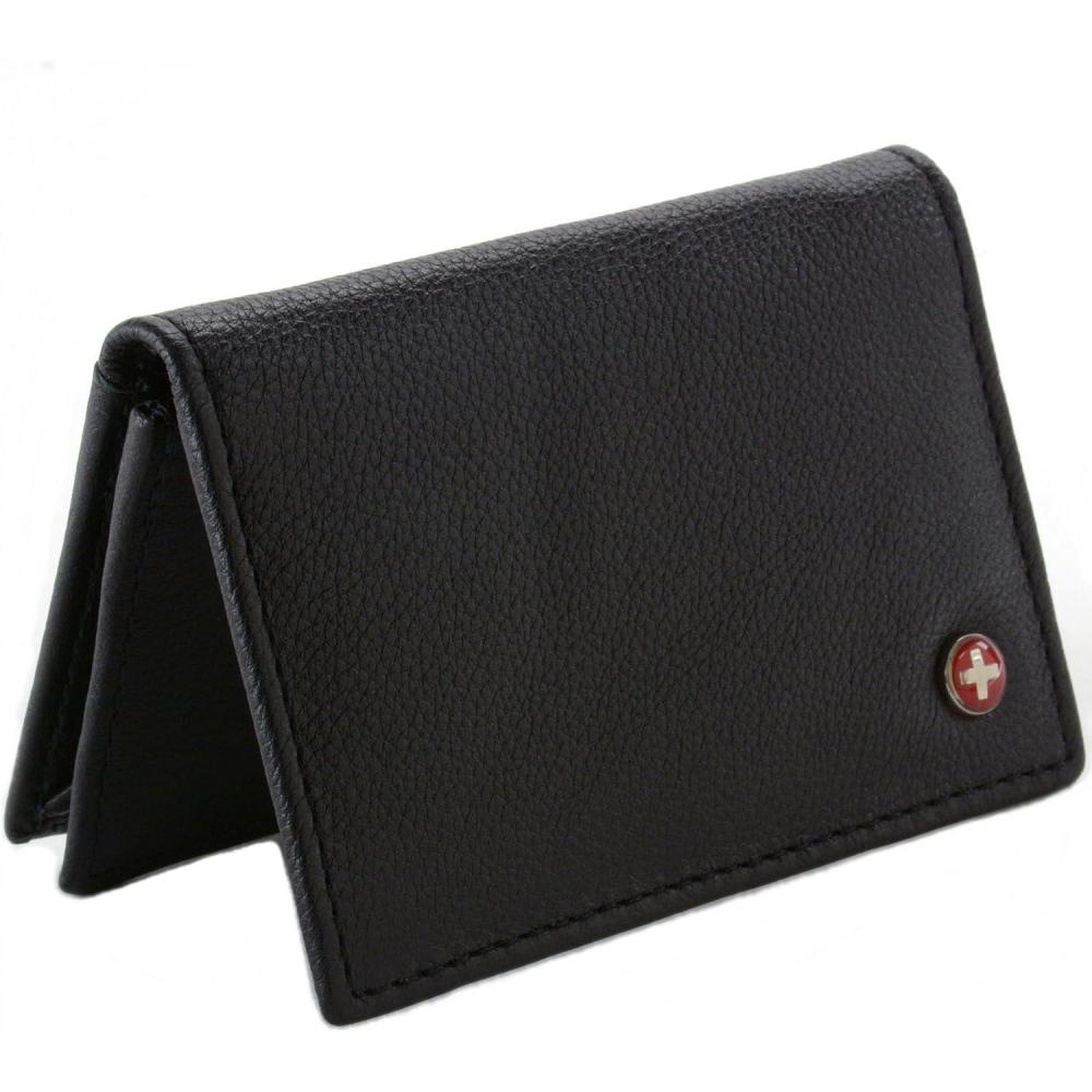 image:imageAlpine Swiss Genuine Leather Thin Business Card Case Minimalist WalletBlack