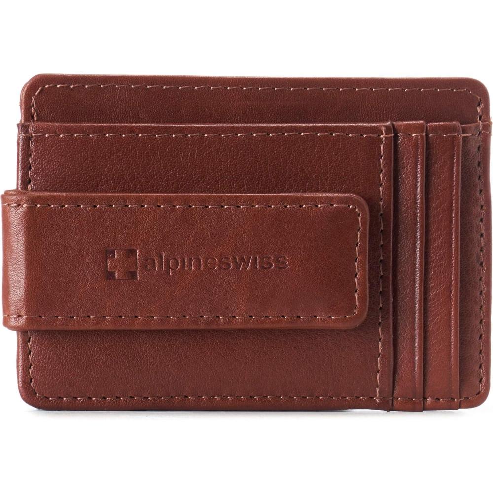 image:imageAlpine Swiss Harper Mens RFID Slim Money Clip Front Pocket Wallet Minimalist Leather ID Card Holder  RFID Slim Money Clip Front Pocket Minimalist ID Card HolderTan