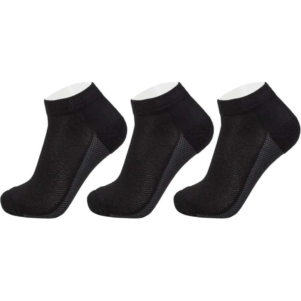 image:imageAlpine Swiss Mens Athletic Performance Low Cut Ankle Socks Breathable Cotton Multipack Socks3 Pack Black