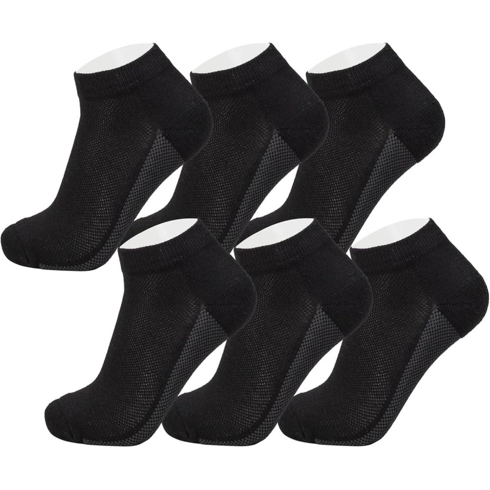 image:imageAlpine Swiss Mens Athletic Performance Low Cut Ankle Socks Breathable Cotton Multipack Socks6 Pack Black