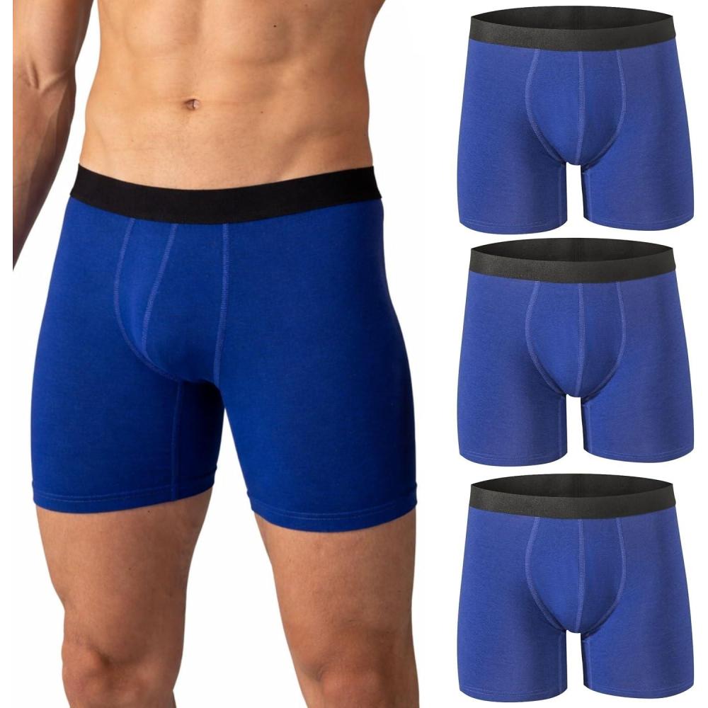 image:imageAlpine Swiss Mens Boxer Briefs 3 Pack Underwear Breathable Cotton Modal TrunksBlue
