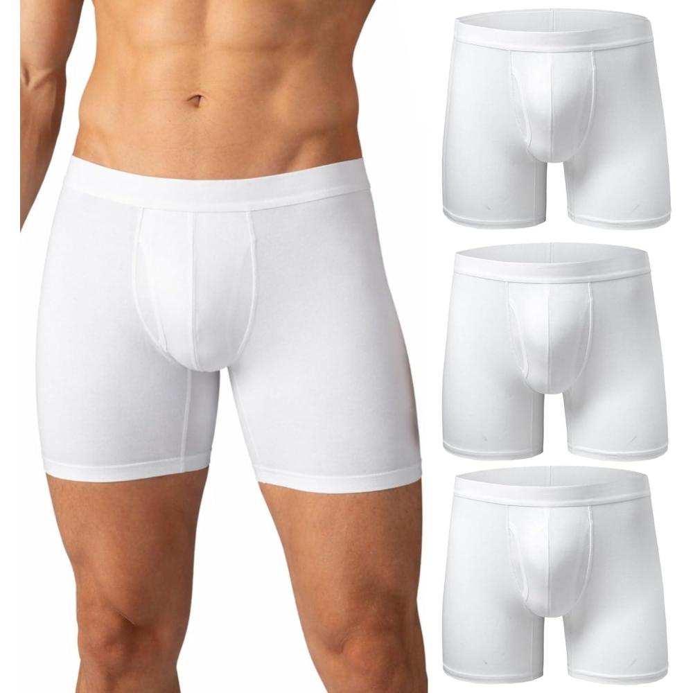 image:imageAlpine Swiss Mens Boxer Briefs 3 Pack Underwear Breathable Cotton Modal TrunksWhite Fly