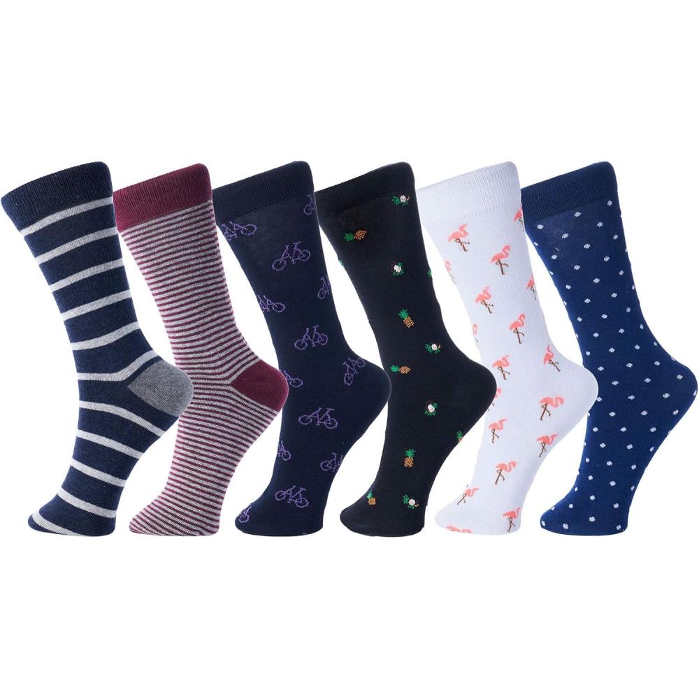 image:imageAlpine Swiss Mens Dress Socks 6 Pair Crew Sock Cotton Dress Socks for Men Solid Ribbed Argyle Pattern Multicolor Fun DesignsWeekend Pack