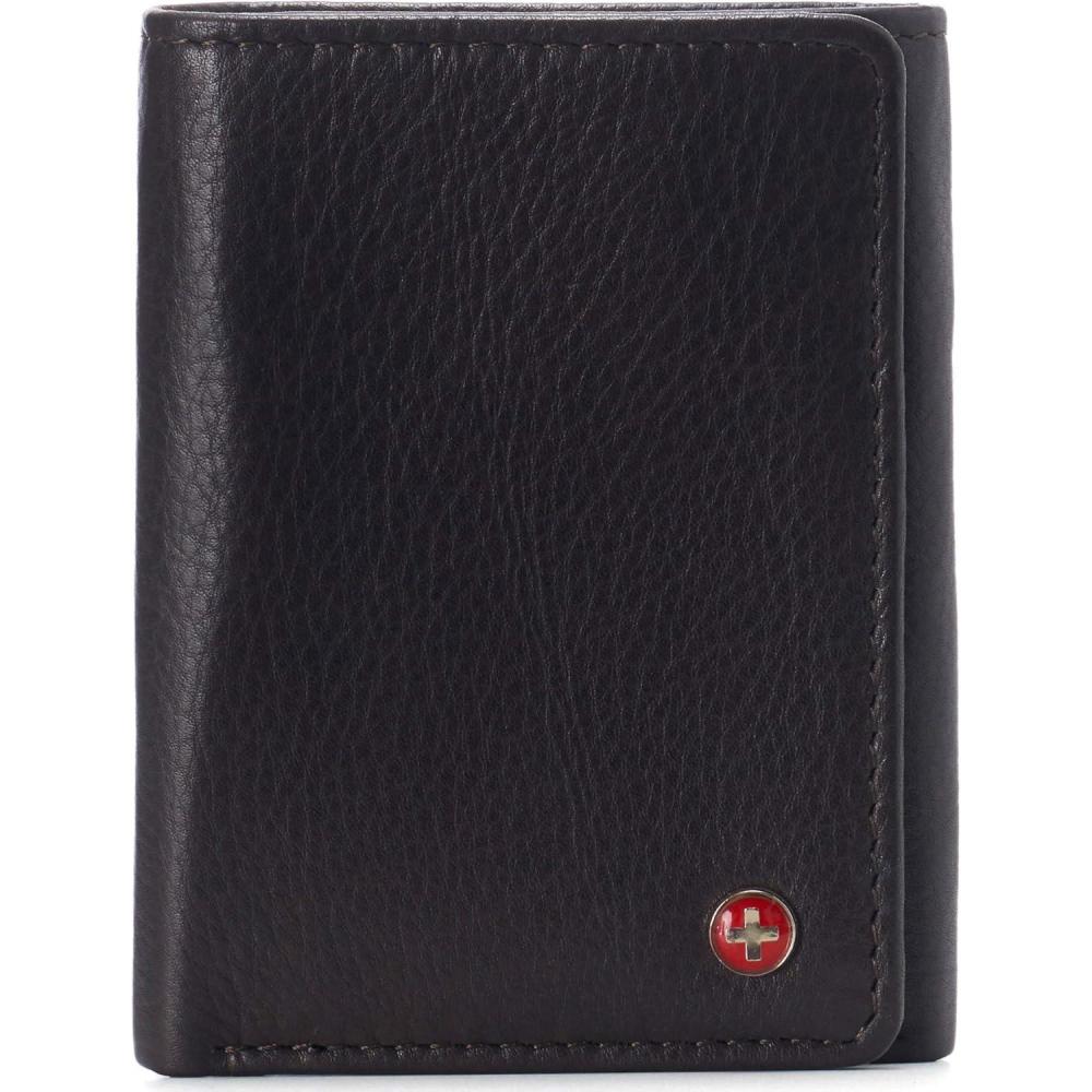 image:imageAlpine Swiss Mens Leon RFID Trifold Pocket Wallet  Genuine Leather Wallet for Men Slim Design with ID Window amp Multiple Card Slots Classic RFID Safe Pocket Wallet in gift boxBrown