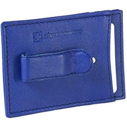 image:imageAlpine Swiss Mens Top Grain Leather Minimalist Money Clip Front Pocket Wallet Crosshatch BlueCrosshatch Blue