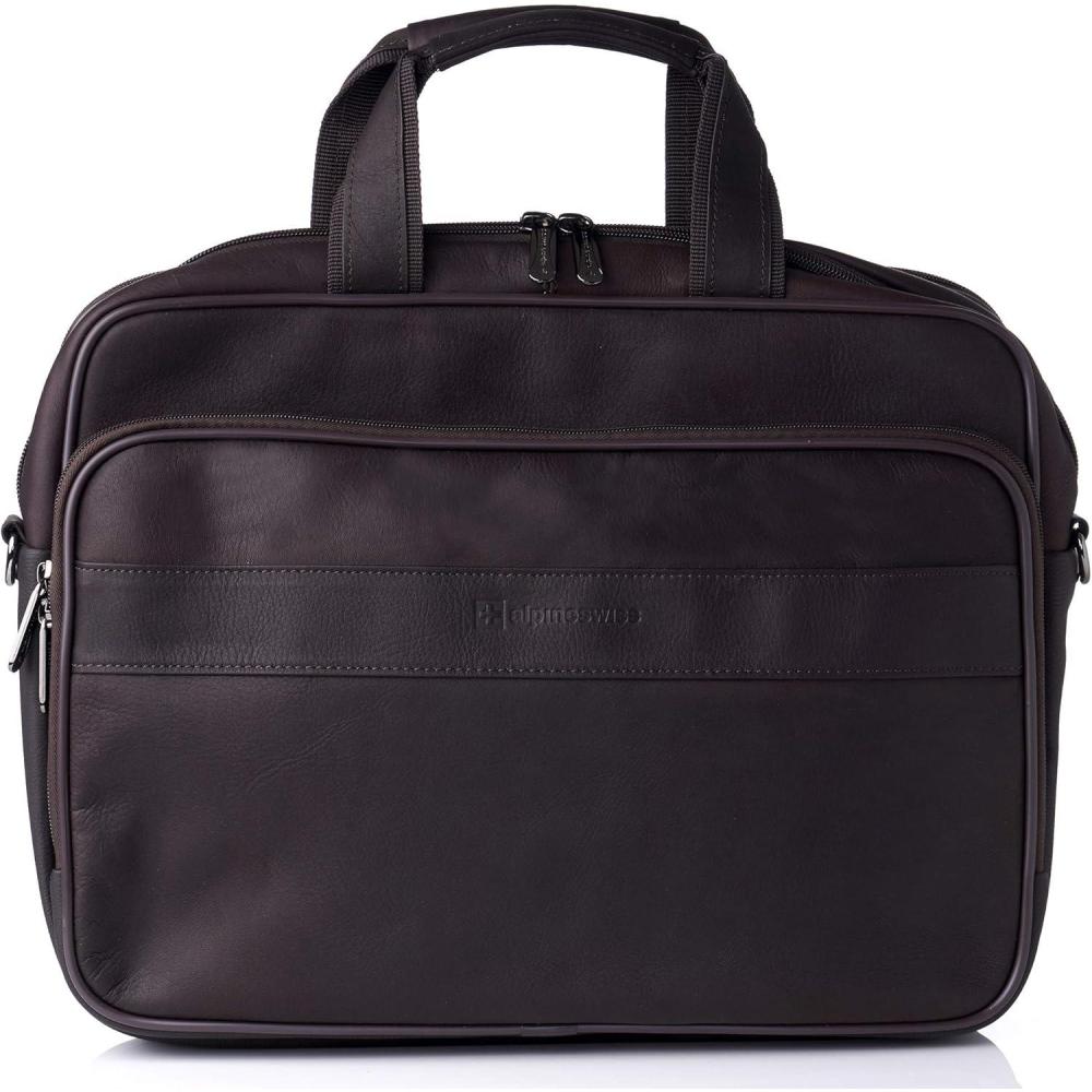 image:imageAlpine Swiss Messenger Bag Colombian Leather 156 Laptop Briefcase Portfolio