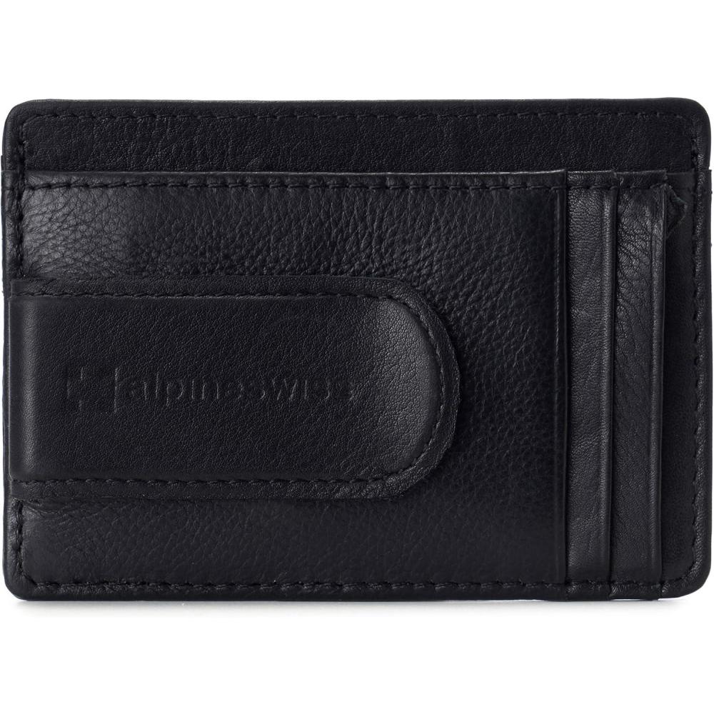 image:imageAlpine Swiss RFID Dermot Money Clip Front Pocket Wallet For Men Leather Hampton Collection Glossy Nappa BlackBlack