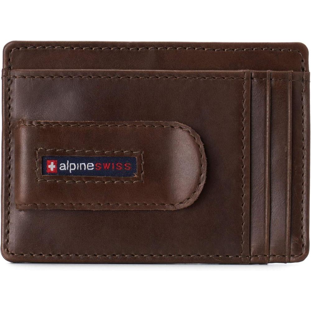 image:imageAlpine Swiss RFID Dermot Money Clip Front Pocket Wallet For Men Leather Hampton Collection Glossy Nappa BlackGlossy Nappa Brown