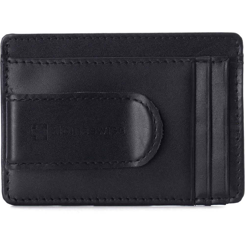 image:imageAlpine Swiss RFID Dermot Money Clip Front Pocket Wallet For Men Leather Hampton Collection Glossy Nappa BlackSmooth Finish Black