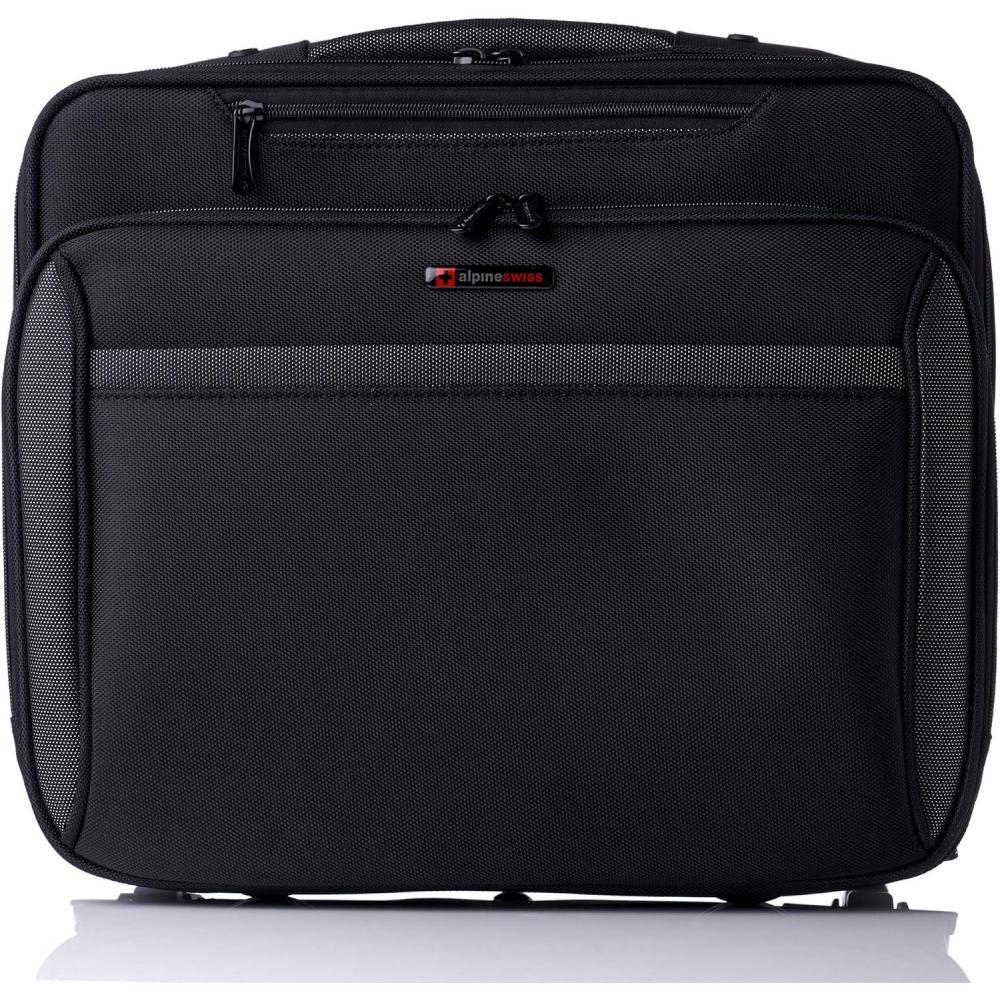 image:imageAlpine Swiss Rolling Laptop Briefcase Wheeled Overnight Carry on Bag Up to 156 Inches Notebook  Carries Legal Size FilesBlack