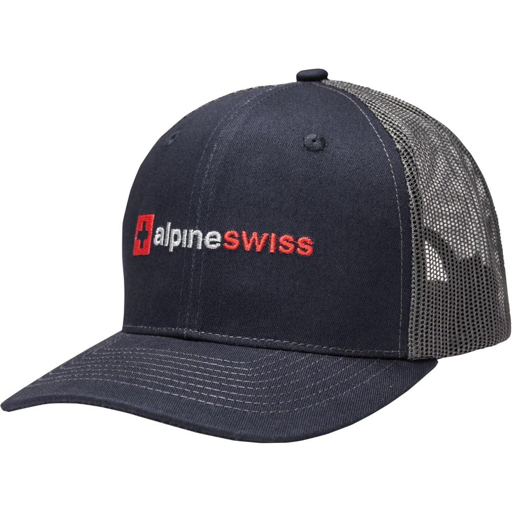image:imageAlpine Swiss Trucker Hat Snapback Mesh Back Cap Adjustable Breathable Casual Baseball CapEmbroidered Navy