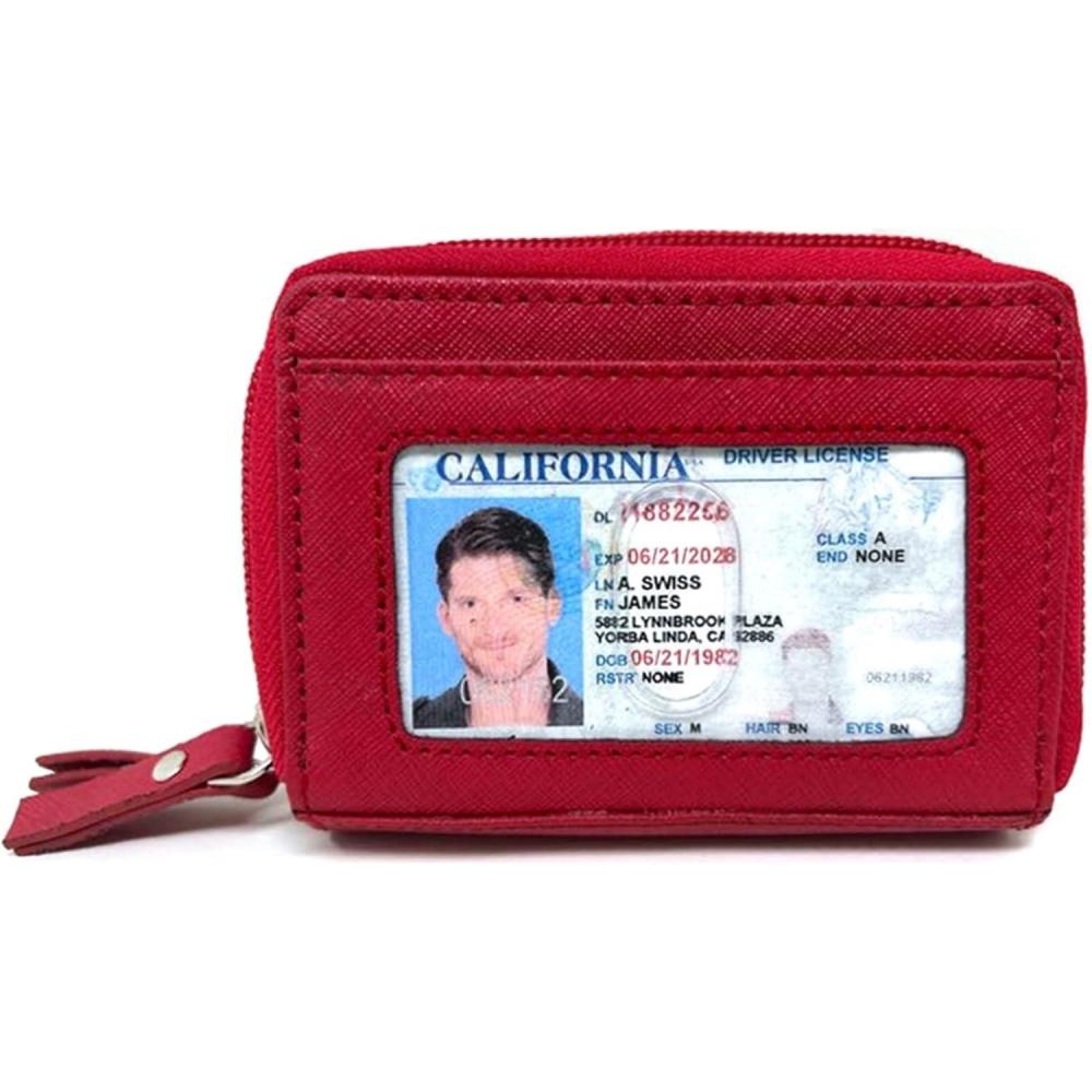 image:imageAlpine Swiss Womens Accordion Organizer Wallet Leather Credit Card Case ID BlackRed