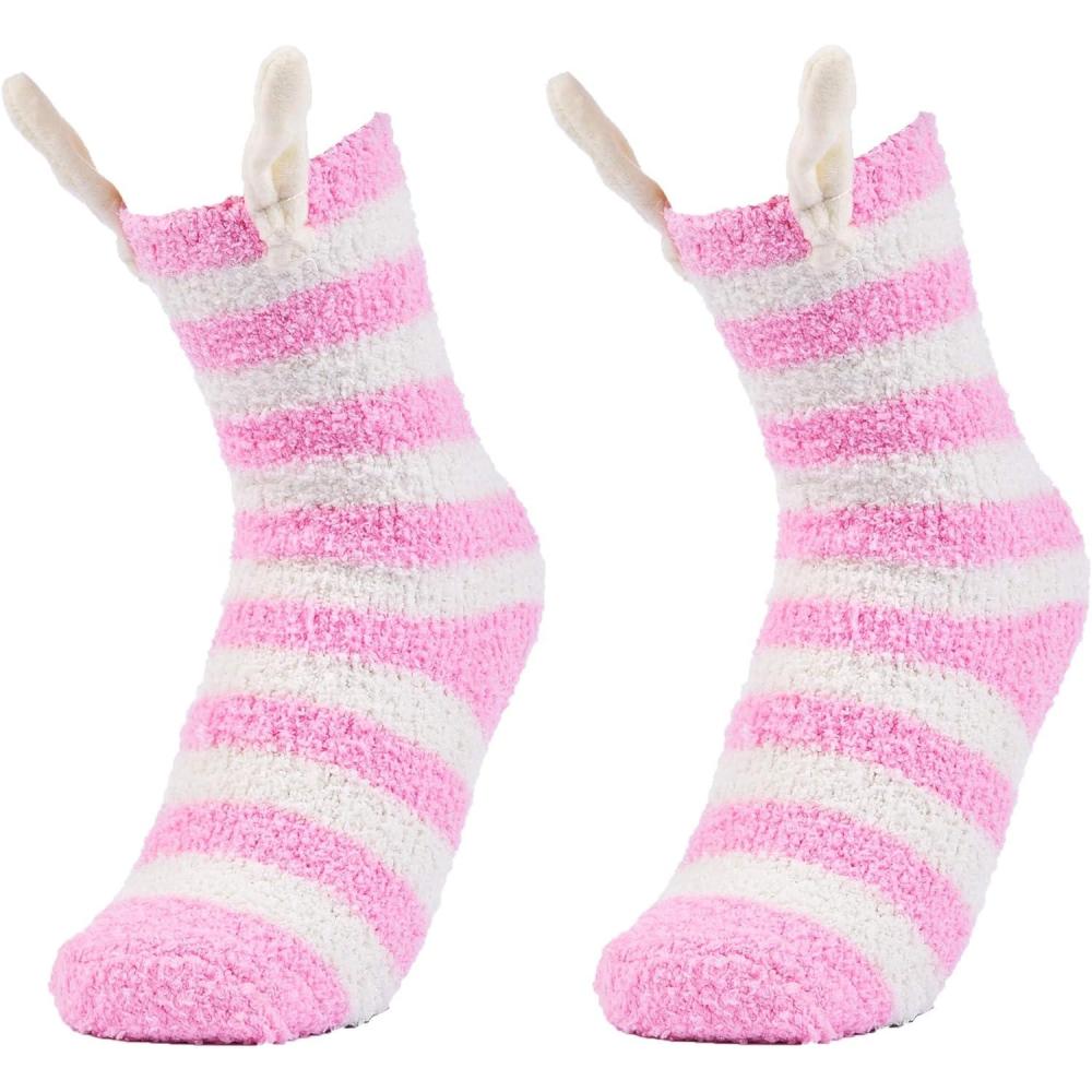 image:imageAlpine Swiss Womens Fuzzy Socks Warm Fluffy Slipper Socks with Gift BowPink Stripes