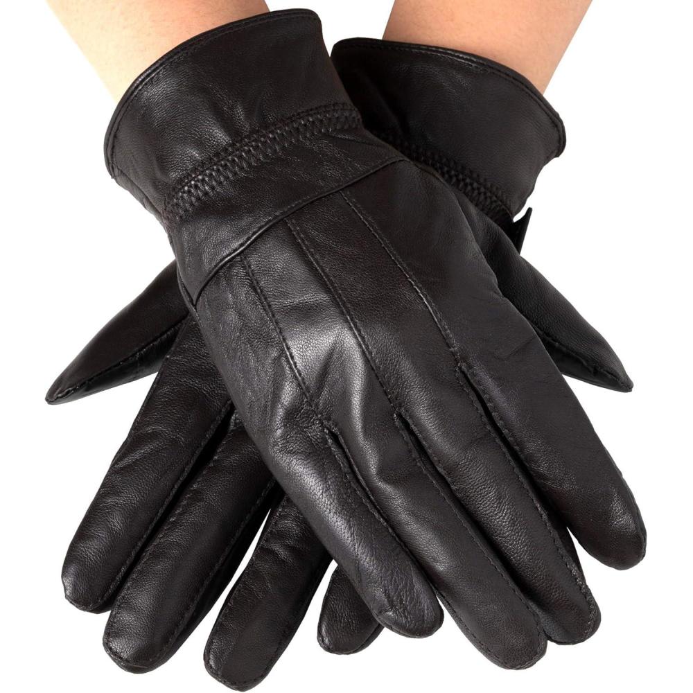 image:imageAlpine Swiss Womens Touch Screen Gloves Leather Phone Texting Glove Thermal Warm BRN XL