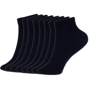 Alpine Swiss 8 Mens Ankle Socks Athletic Cotton Sock Size 6-12 Moisture Wick Cushion Quarter Length Sock Reinforced Heel Toe(Black)