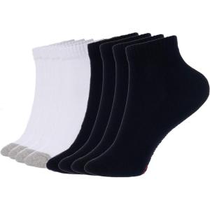 Alpine Swiss 8 Mens Ankle Socks Athletic Cotton Sock Size 6-12 Moisture Wick Cushion Quarter Length Sock Reinforced Heel Toe(Black White)