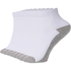 Alpine Swiss 8 Mens Ankle Socks Athletic Cotton Sock Size 6-12 Moisture Wick Cushion Quarter Length Sock Reinforced Heel Toe(White)