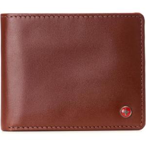 Alpine Swiss Connor Executive Bifold Wallet | Business Passcase for Men | Premium Leather | Dual ID Windows | RFID Blocking | Gift Box Included Soft Nappa Black(Smooth Finish Tan)