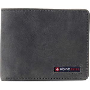 Alpine Swiss Connor Executive Bifold Wallet | Business Passcase for Men | Premium Leather | Dual ID Windows | RFID Blocking | Gift Box Included Soft Nappa Black(Nubuck Gray)