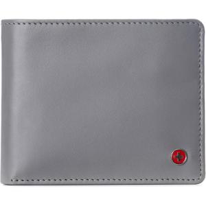 Alpine Swiss Connor Executive Bifold Wallet | Business Passcase for Men | Premium Leather | Dual ID Windows | RFID Blocking | Gift Box Included Soft Nappa Black(Smooth Finish Gray)