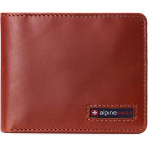 Alpine Swiss Connor Executive Bifold Wallet | Business Passcase for Men | Premium Leather | Dual ID Windows | RFID Blocking | Gift Box Included Soft Nappa Black(Glossy Nappa Tan)