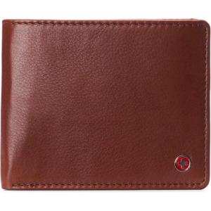 Alpine Swiss Connor Executive Bifold Wallet | Business Passcase for Men | Premium Leather | Dual ID Windows | RFID Blocking | Gift Box Included Soft Nappa Black(Tan)