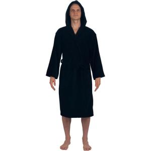 Alpine Swiss Dane Mens Hooded Bathrobe Pure Cotton Terry Cloth Long Robe for Men Super Absorbent Quick Drying Luxury Spa Robe(Black)