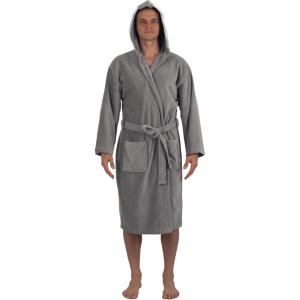Alpine Swiss Dane Mens Hooded Bathrobe Pure Cotton Terry Cloth Long Robe for Men Super Absorbent Quick Drying Luxury Spa Robe(Gray)