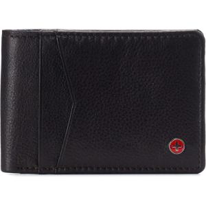 Alpine Swiss Delaney Slim Bifold Wallet | Front Pocket Wallet | 8 Card Slots ID Window | Outside Card Slot| RFID Protected Premium Leather | Gift Box(Brown)