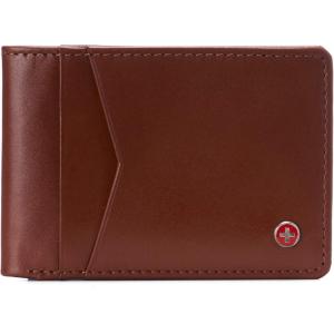 Alpine Swiss Delaney Slim Bifold Wallet | Front Pocket Wallet | 8 Card Slots ID Window | Outside Card Slot| RFID Protected Premium Leather | Gift Box(Smooth Finish Tan)