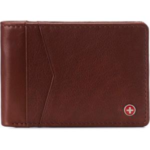 Alpine Swiss Delaney Slim Bifold Wallet | Front Pocket Wallet | 8 Card Slots ID Window | Outside Card Slot| RFID Protected Premium Leather | Gift Box(Tan)