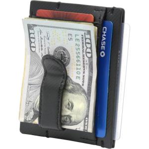 Alpine Swiss Double Diamond Mens RFID Money Clip Front Pocket Wallet Black(Cordoba Black)