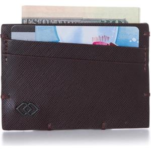 Alpine Swiss Double Diamond RFID Thin Card Holder Wallet Cordoba Brown(Saffiano Brown)
