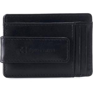 Alpine Swiss Harper Mens RFID Slim Money Clip Front Pocket Wallet Minimalist Leather ID Card Holder | RFID, Slim, Money Clip, Front Pocket, Minimalist, ID Card Holder(Smooth Finish Black)