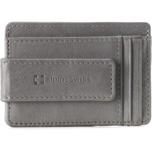 Alpine Swiss Harper Mens RFID Slim Money Clip Front Pocket Wallet Minimalist Leather ID Card Holder | RFID, Slim, Money Clip, Front Pocket, Minimalist, ID Card Holder(Gray)