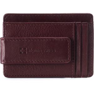 Alpine Swiss Harper Mens RFID Slim Money Clip Front Pocket Wallet Minimalist Leather ID Card Holder | RFID, Slim, Money Clip, Front Pocket, Minimalist, ID Card Holder(Burgundy)