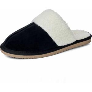 Alpine Swiss Lucy Womens Genuine Suede Memory Foam Scuff Slippers(Black)