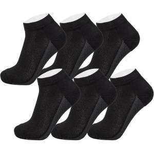 Alpine Swiss Mens Athletic Performance Low Cut Ankle Socks Breathable Cotton Multipack Socks(6 Pack Black)
