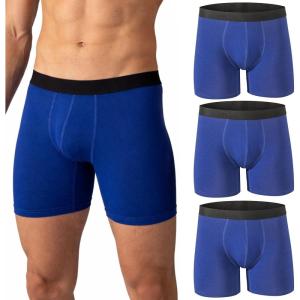 Alpine Swiss Mens Boxer Briefs 3 Pack Underwear Breathable Cotton Modal Trunks(Blue)