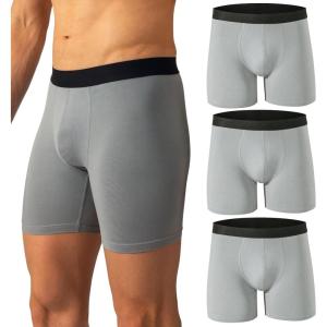 Alpine Swiss Mens Boxer Briefs 3 Pack Underwear Breathable Cotton Modal Trunks(Gray)