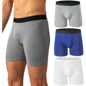 Alpine Swiss Mens Boxer Briefs 3 Pack Underwear Breathable Cotton Modal Trunks(Gray Blue White)