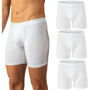 Alpine Swiss Mens Boxer Briefs 3 Pack Underwear Breathable Cotton Modal Trunks(White)