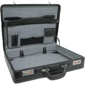 Alpine Swiss Mens Briefcase | Expandable Genuine Leather Attache Briefcase For Men | Dual Combination Lock Business Case(Black)