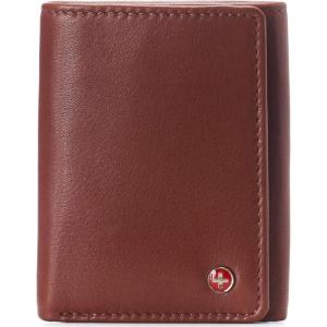 Alpine Swiss Men’s Leon RFID Trifold Pocket Wallet – Genuine Leather Wallet for Men, Slim Design with ID Window & Multiple Card Slots, Classic RFID Safe Pocket Wallet in gift box(Tan)