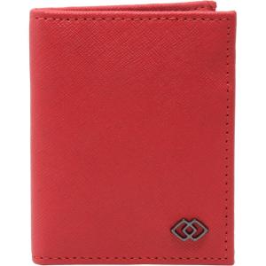Alpine Swiss Mens RFID Wallet Slim Minimalist Card Case Genuine Leather Front Pocket Wallet for Business or Credit Cards Black(Crosshatch Red)