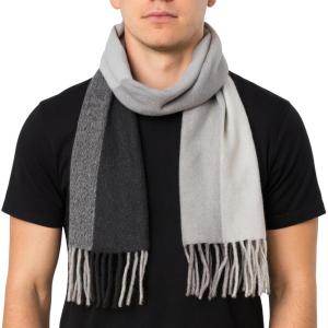 Alpine Swiss Mens Scarf Soft Knit Winter Scarves Plaid Striped or Solid Neck Covering Long Warm Stylish(Black Gray)