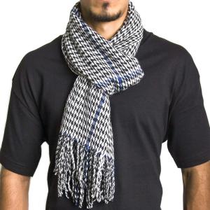 Alpine Swiss Mens Scarf Soft Knit Winter Scarves Plaid Striped or Solid Neck Covering Long Warm Stylish(Blue Houndstooth)