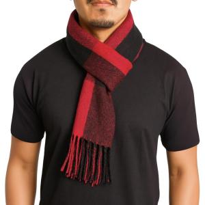 Alpine Swiss Mens Scarf Soft Knit Winter Scarves Plaid Striped or Solid Neck Covering Long Warm Stylish(Buffalo Plaid)