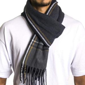 Alpine Swiss Mens Scarf Soft Knit Winter Scarves Plaid Striped or Solid Neck Covering Long Warm Stylish(Dusk Plaid)